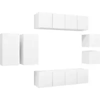 vidaXL Ensemble de 8 meubles TV blanc en bois composite