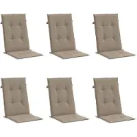 vidaXL Coussin pour chaise de jardin à haut dossier 6pcs. Taupe 120x50x3cm Tissu