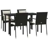 vidaXL Ensemble de jardin 5 pièces avec coussins Noir Poly Rattan