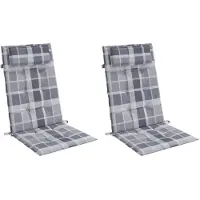 vidaXL Coussins de chaise à dossier haut lot de 2 carreaux gris