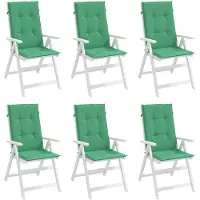 vidaXL Coussins de chaise de jardin à dossier haut lot de 6 vert tissu