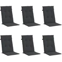 vidaXL Coussins de chaise de jardin à dossier haut lot de 6 noir tissu