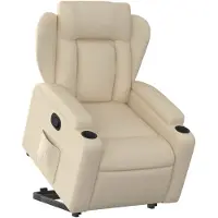 vidaXL Fauteuil relax avec releveur Crème Tissu