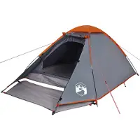 vidaXL Tente de camping dôme 2 personnes grise et orange étanche à l'eau