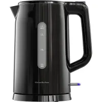 Kitchenbrothers Bouilloire - Électrique - 1,7 litre - Avec filtre à calcaire - Double paroi - Cool-touch - Noir