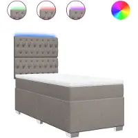 vidaXL Lit boxspring avec matelas Taupe 100x200 cm Tissu
