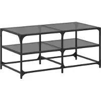 vidaXL Table basse avec plateau en verre noir 98,5x50x45 cm acier