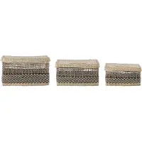 Bloomingville Saber Panier Avec Couvercle | Noir | Seagrass | 82055818