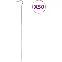 vidaXL Piquets de tente 50 pcs 30 cm Ø7 mm acier galvanisé