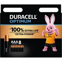Duracell Piles Alcalines AAA Optimum 8 Pièces