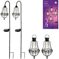 Lumineo Lanternes solaires noires rondes Ø 10 cm, lot de 4 - Métal