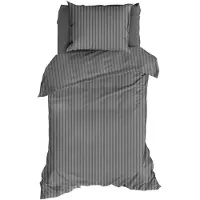 Satin d'or Parure de Lit Satin D'or Satin Rayures Anthracite Satin-140 x 200 / 220 cm | 1-personne
