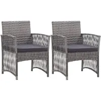 vidaXL Fauteuil de jardin avec coussin 2 pcs. Anthracite Poly rotin