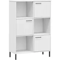vidaXL Bibliothèque avec pieds en métal Blanc 90x35x128,5 cm Bois OSLO