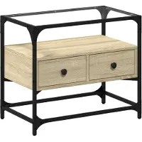 vidaXL Armoire TV avec plateau en verre Chêne Sonoma 60x35x51cm Bois composite