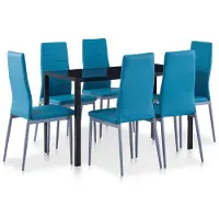 vidaXL Ensemble de salle à manger 7 pièces bleu
