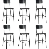 vidaXL Tabouret de bar 6 pcs noir contreplaqué massif acier