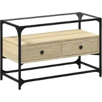 vidaXL Armoire TV avec plateau en verre Chêne Sonoma 80x35x51cm Bois composite