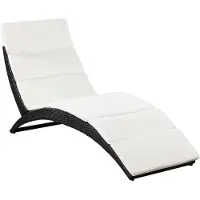 vidaXL Bain de soleil pliable avec coussin en poly rotin noir