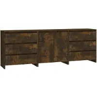 vidaXL Sideboard 3 pièces chêne fumé bois composite