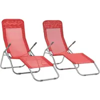 vidaXL Bains de soleil pliants 2 pcs. avec fonction de basculement Textilène rouge
