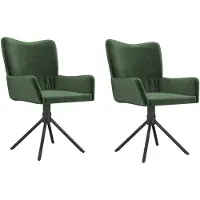 vidaXL Chaise de salle à manger 2 pcs. Pivotant Vert foncé Velours