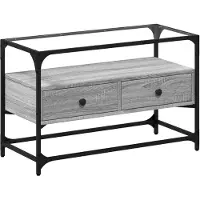 vidaXL Armoire TV avec plateau en verre Gris Sonoma 80x35x51 cm Bois composite