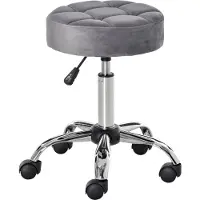 HOMCOM HOMdotCOM Chaise de salon réglable en hauteur chaise tabouret pivotante en velours moussé gris