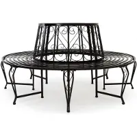 Casaria Banc de jardin rond noir Ø160cm en acier laqué