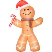 HOMCOM Opblaasbare peperkoekman kerstversiering 2,4 m met lampjes polyester