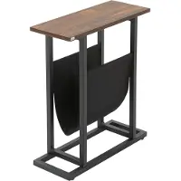 HOMdotCOM table d'appoint, table de nuit, design étroit, avec compartiment en tissu, acier, marron foncé+noir, 49 x 19 x 55 cm