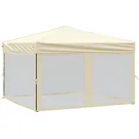vidaXL Tente de réception pliante avec parois latérales Crème 3x3 m