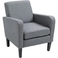 HOMCOM Chaise simple chaise relax chaise simple assise chaise rembourrée pieds en bois tissu lin gris clair 839-001