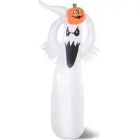 HOMCOM HOMdotCOM Halloween LED Opblaasbare Spook 1,8 m wit+oranje polyester 80 x 40 x 180 cm