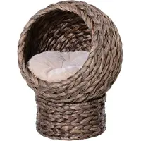 PawHut Lit pour chat, lit pour chat avec oreiller, grotte pour chat, feuille de bananier D30-105