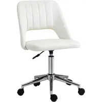 Vinsetto Chaise de bureau , modèle pivotant, forme coquille, revêtue de polyester imitation velours, couleur crème