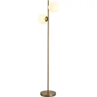 HOMCOM Lampadaire avec abat-jour en verre 2 pièces, doré+blanc