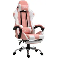 Vinsetto Fauteuil gaming , fauteuil d'ordinateur avec appui-tête, ergonomique, en PVC, rose