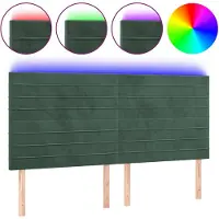 vidaXL Tête de lit LED vert foncé 180x5x118/128 cm velours