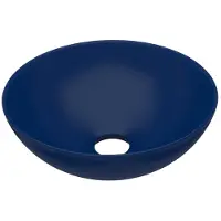 vidaXL Lavabo en céramique bleu foncé rond
