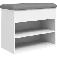 vidaXL Banc à chaussures Blanc 62x32x50 cm Bois d'ingénierie