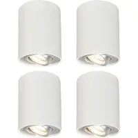 QAZQA Lot de 4 spots blancs orientables et inclinables - Rondoo up