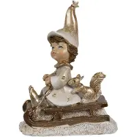 Clayre & Eef Figurine de décoration Nain 11 cm Beige Polyrésine