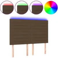 vidaXL Tête de lit LED brun foncé 144x5x118/128 cm Tissu