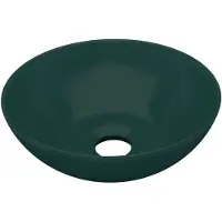 vidaXL Lavabo en céramique vert foncé rond