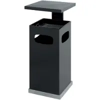 V-Part Collecteur de déchets pour l'extérieur, avec cendrier et toit de protection, Poubelle, Gris