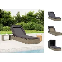 vidaXL Chaise longue avec toit pliant brun 213x63x97 cm Poly rotin