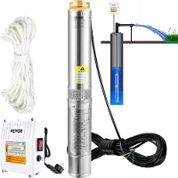 Vevor Pompe de puits profonde 3 pouces 550 W, débit 2 100 l/h, résistante au sable jusqu'à 0,15 %