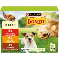 Bonzo Purina (Friskies) au bœuf, au poulet, à l'agneau en sachets pâtée en gelée pour chien