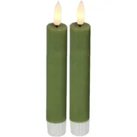 Merkloos Countryfield LED Set de bougies bâton avec télécommande vert 15cm 2 pièces